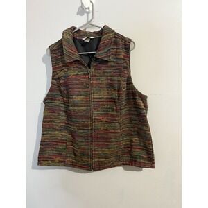 Christopher & Banks Womens Multicolor Tapestry Vest Woven XL Boho Western